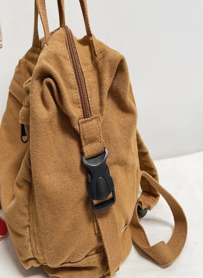 Sumleno Small Boho Canvas Backpack for Women Vintage Style Outdoor Travel Bag Casual Daypack Grunge Aesthetic Hippie Y2K Backpack (Black,One Size) - Image 3